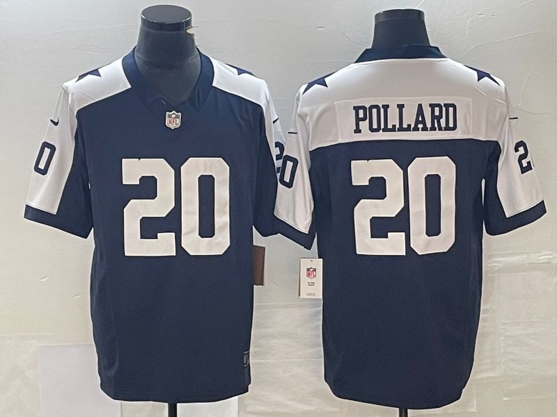 Men Dallas Cowboys 20 Pollard Blue Thanksgiving 2023 Nike Vapor Limited NFL Jersey